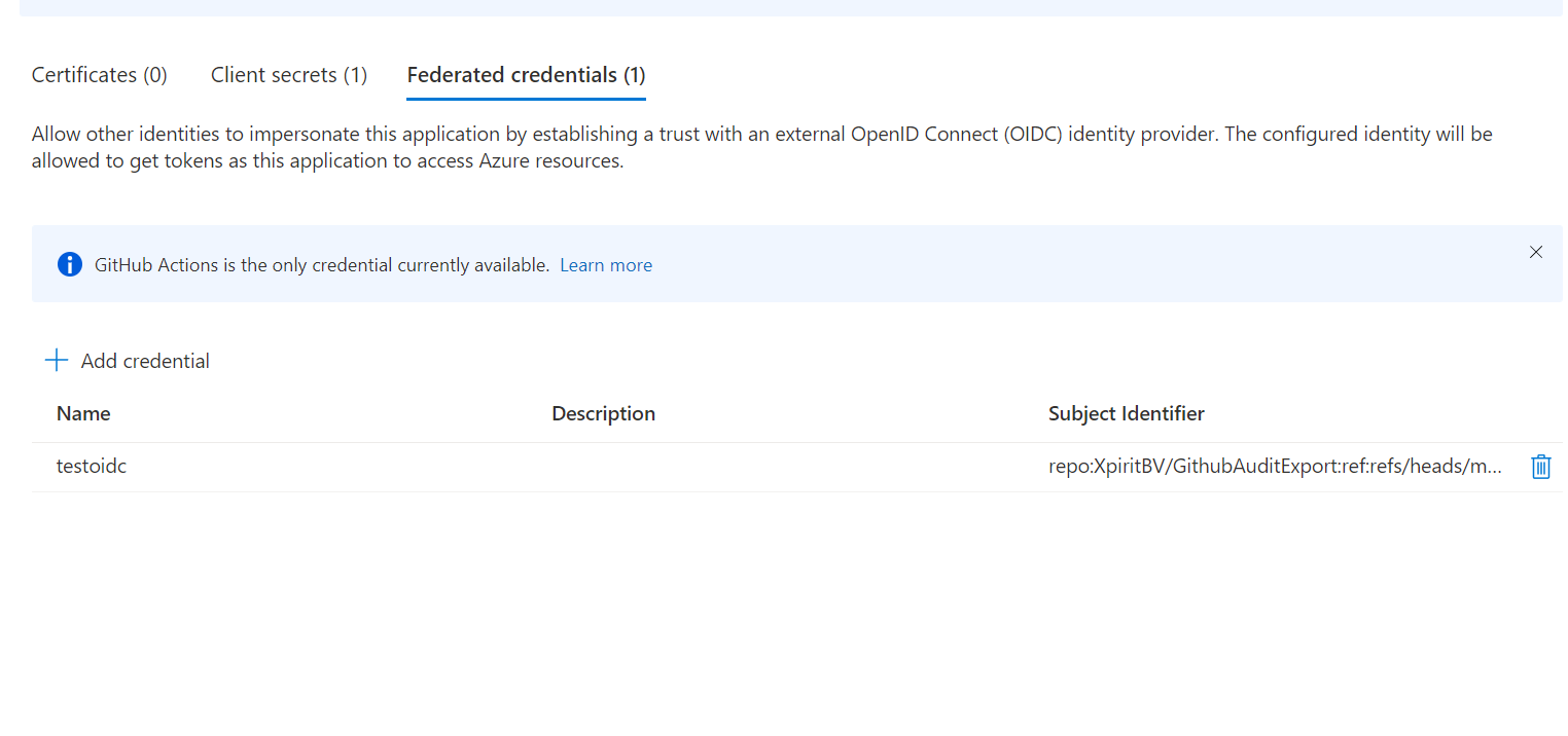 Federated Credentials in AAD